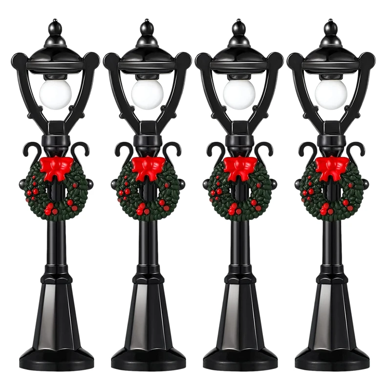 

Christmas Mini Street Light Model Street Lights Decorative Streetlight Small Street Lamps for Christmas Dollhouse,4Pcs
