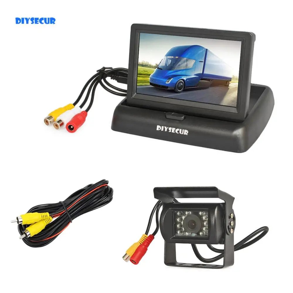 Проводной 4 3 &quotскладной монитор заднего вида DIYSECUR автомобильный