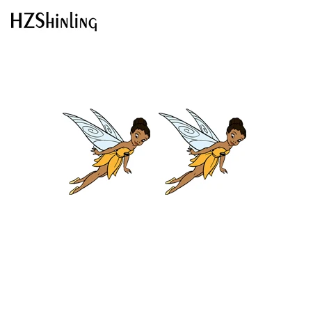 Tinkerbell сказочная принцесса мультфильм узор акриловые серьги-гвоздики Смола