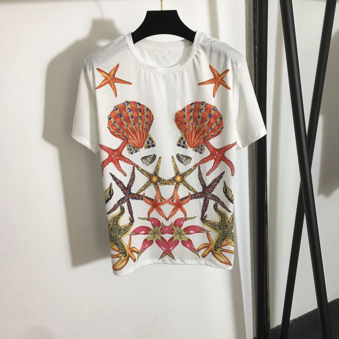 

Summer 2021 Fashion women's cotton floral print T-shirts Top C711