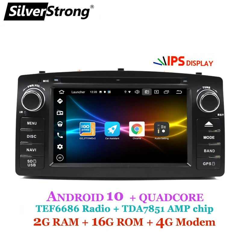 4G Android 10 COROLLA E120 автомобильный DVD gps для TOYOTA corolla ex Универсальный радио SilverStrong 2din навигация android DVD