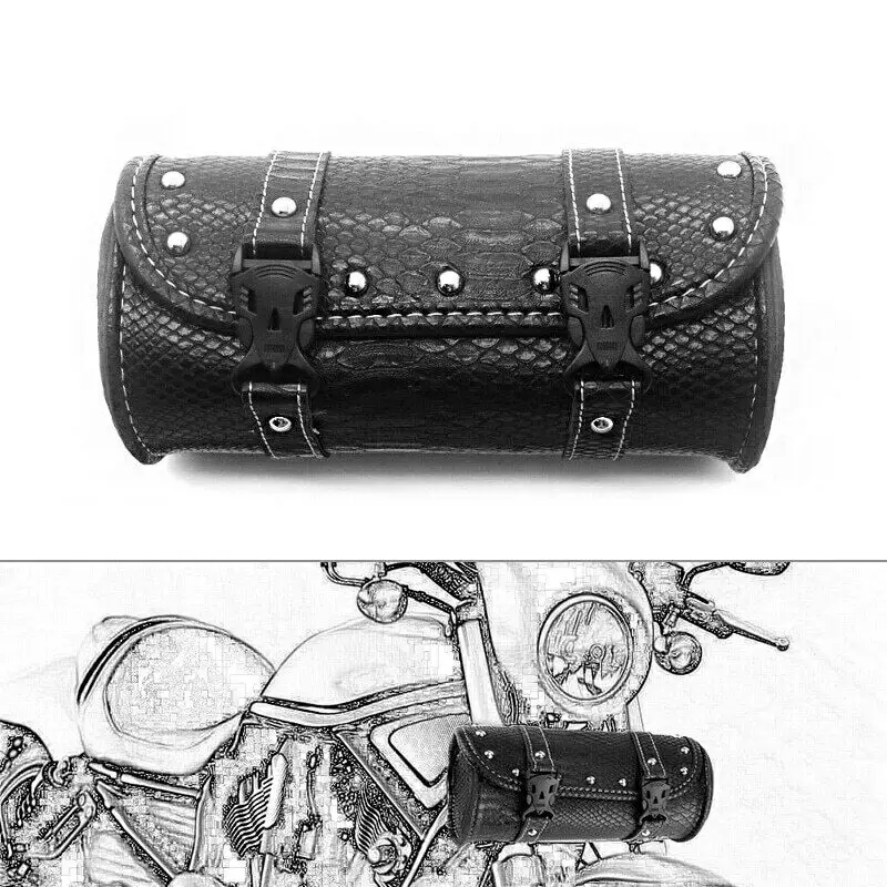 

Multifunctional Motorcycle Fork Tool Bags Storage PU Leather Touring Crocodile Pouch Front Luggage Wear-Resistant Saddle Bag