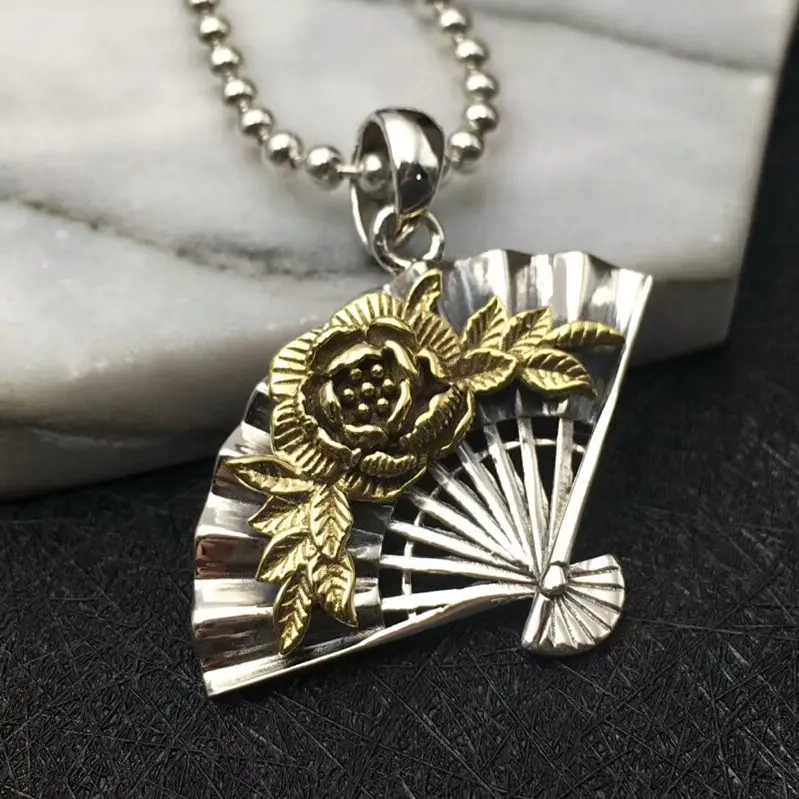 

Solid Silver 925 Folding Fan Pendant Charms For Necklace Women Vintage China Style Sterling Silver 925 Elegant Lady Accessory