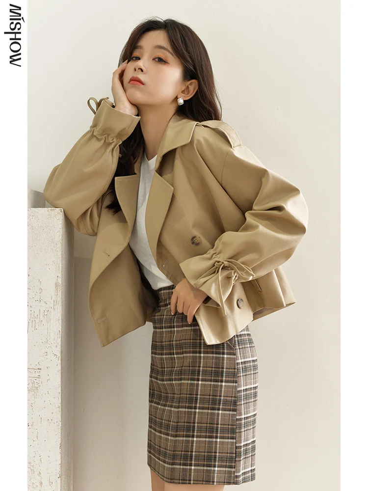 : Для 2020 осень зима пальто для женщин короткая ветровка Легкая куртка с поясом