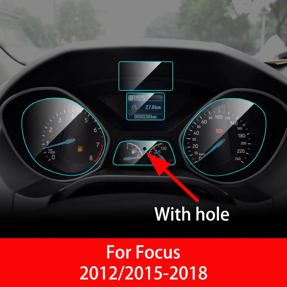with hole Автомобильная приборная панель, Защита экрана для Ford Focus MK 3 MK 4 Fusion Mondeo F-150, внутренняя защитная пленка из ТПУ, автомобильные аксессуары - Название цвета: with hole