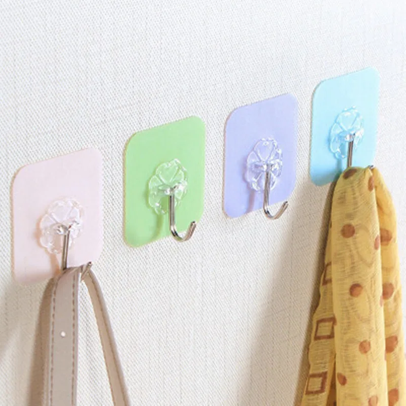 

3PC Useful Adhesive Stick On Wall Hooks Clothes Cloth Hanger Hats Key Hanger