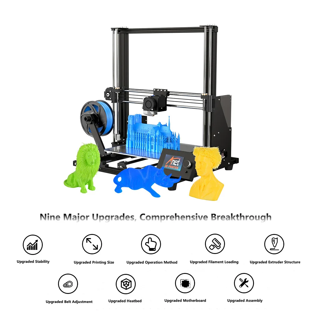 Анет A8 обновлен Desktop 3D-принтеры i3 DIY Наборы для самостоятельной сборки Авто наливные печати Размеры 220*220*240 мм с карты памяти 8G