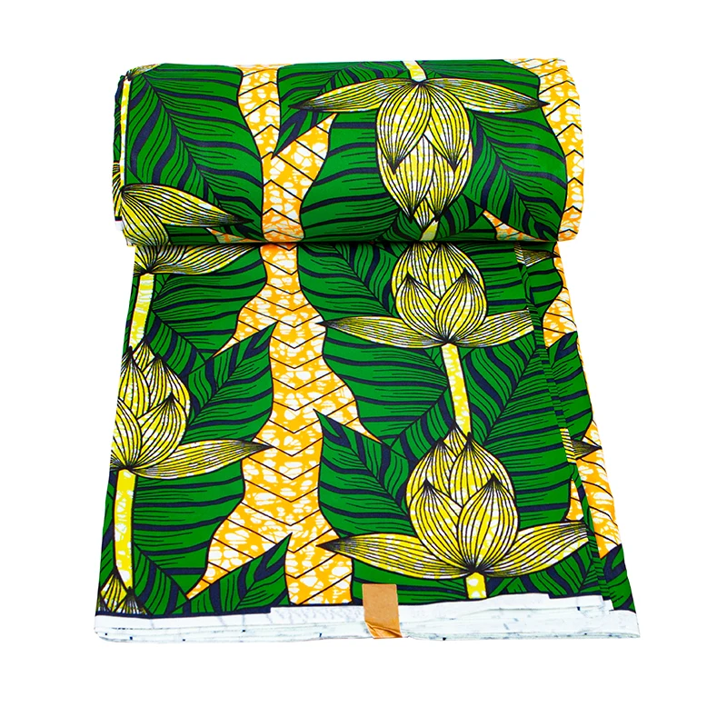 Ankara Real Wax African Fabric Print New Arrival Green Guaranteed Bazin Veritable Pagne High Quality Polyester 6 Yards | Аксессуары для