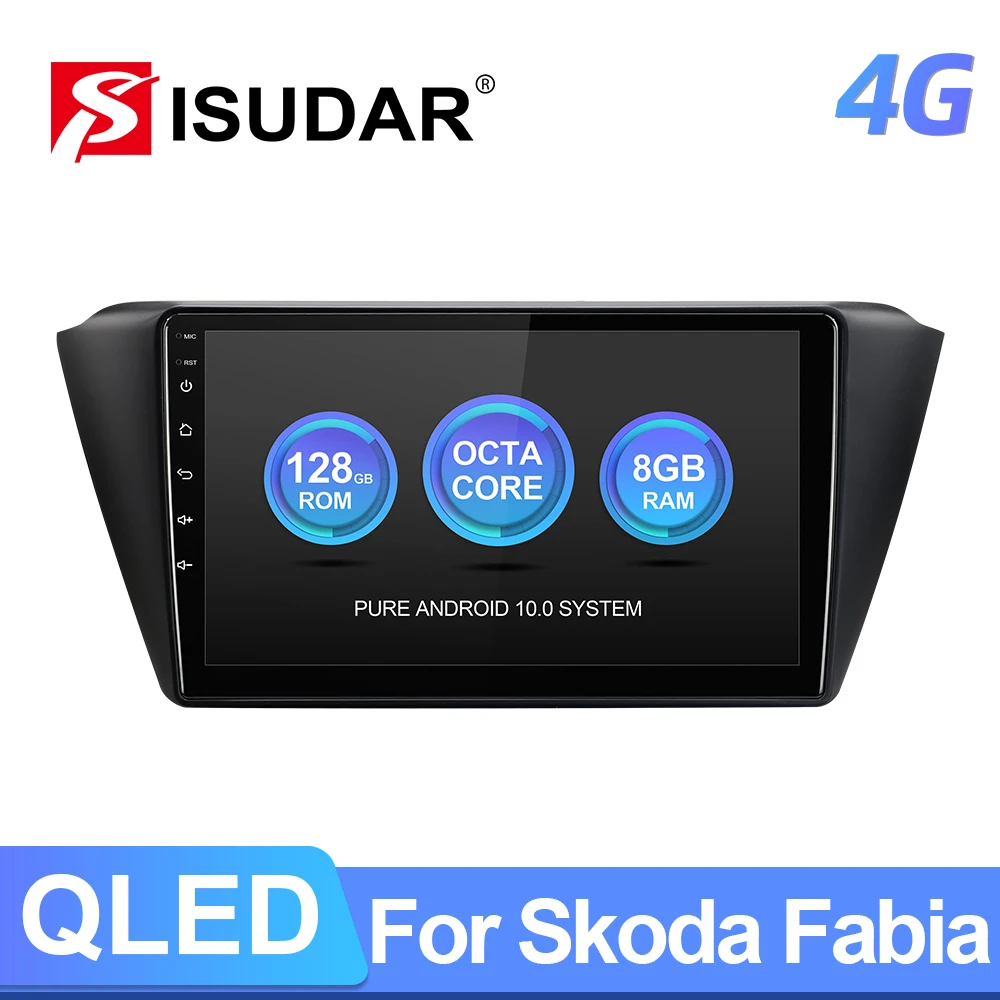 Автомагнитола ISUDAR T72 Android 10 для Skoda Fabia 2015 2016 2017 2018 2019 GPS CANBUS стерео с экраном 4G Bluetooth 8