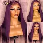 Topodmido чистый фиолетовый цвет 13x 6 кружевные передние стандартные длинные прямые волосы бразильские человеческие волосы 4x4 парики на сетке