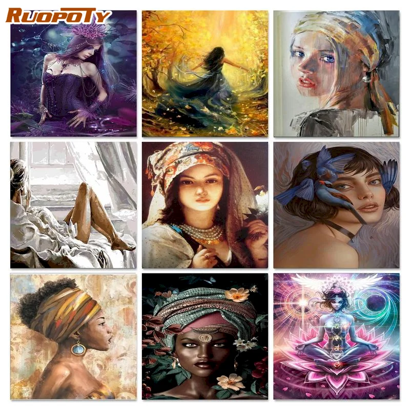 

RUOPOTY 40x50 DIY Oil Painting By Numbers Woman Figure Picture By Number Handmade Unique Gift Framed On Canvas Craft