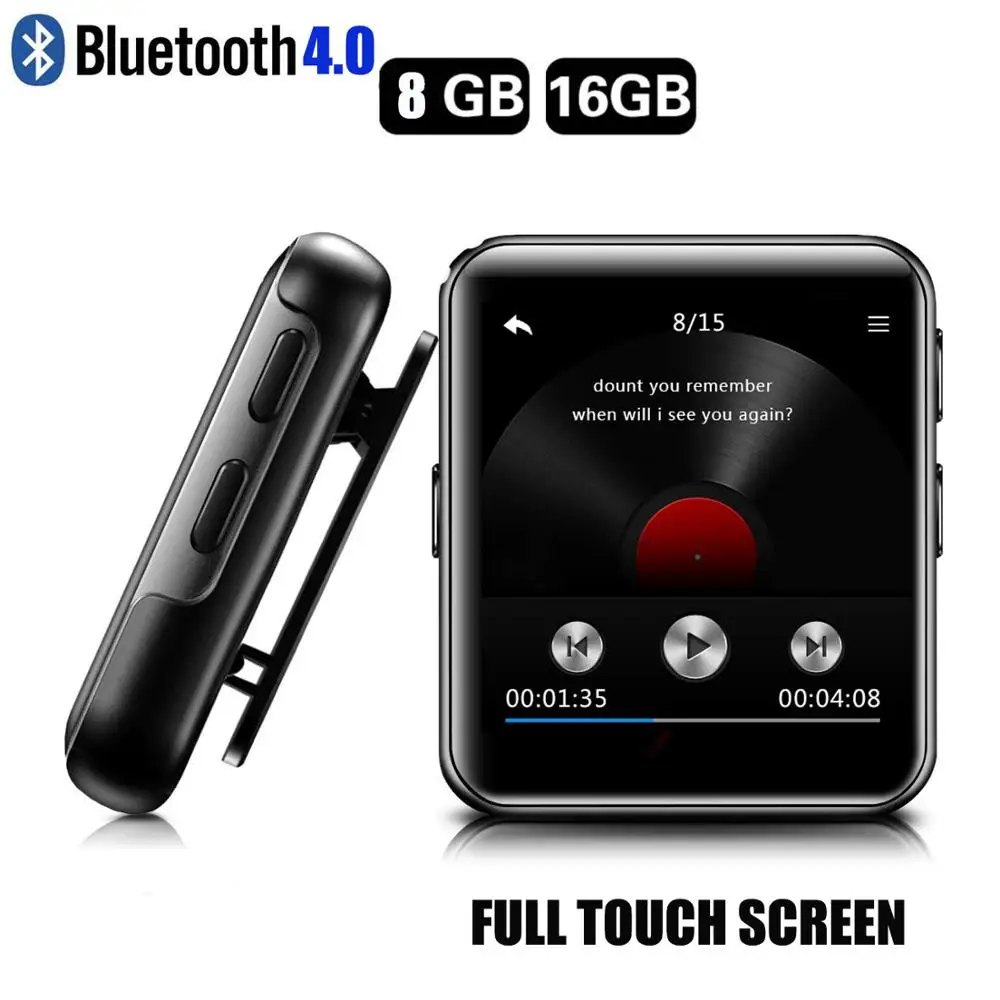 Bluetooth MP3 плеер Музыкальный плеер сенсорный экран HiFi металлический плейер с fm-радио, Диктофон мини Walkman для спорта