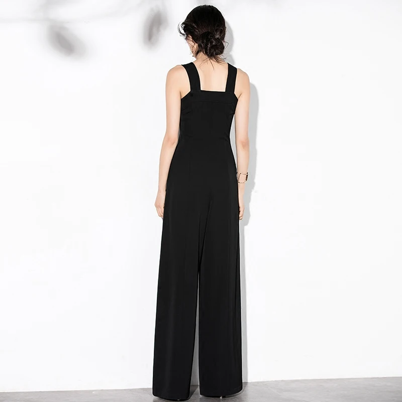 Новинка весна осень 2020 модный слитный комбинезон с широкими штанинами и лямками