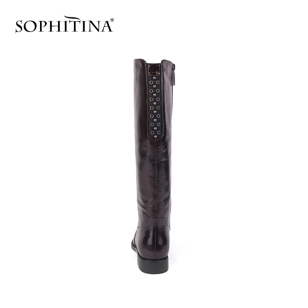 SOPHITINA/модные ботинки на молнии Высококачественная обувь из коровьей кожи Новинка