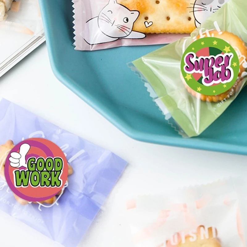 

500pcs WOW Well Done Stickers Handmade Round Seal Labels for Teacher Reward