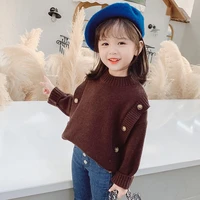 knitting sweater winter spring warm girls hedging thicken outerwear buttons long sleeve cotton for kids costume teenagers tops