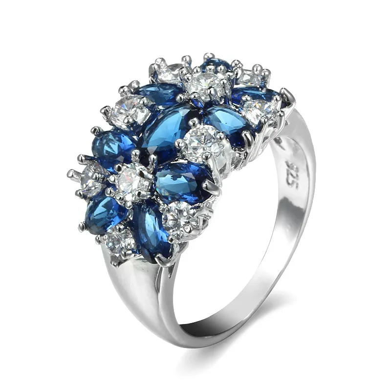 Роскошные кольца с цветком Anillos Yuzuk из серебра 925 пробы красным фиолетовым и