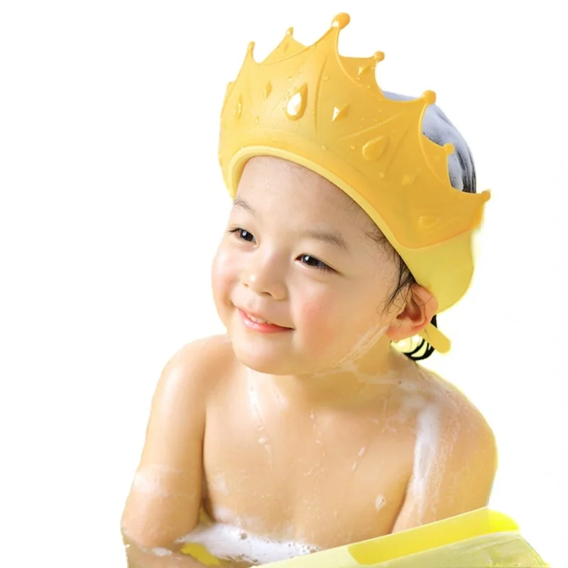 

Adjustable Baby Shower Shampoo Cap Crown Shape Wash Hair Shield Hat for Baby Ear Protection Safe Children Shower Head Cover