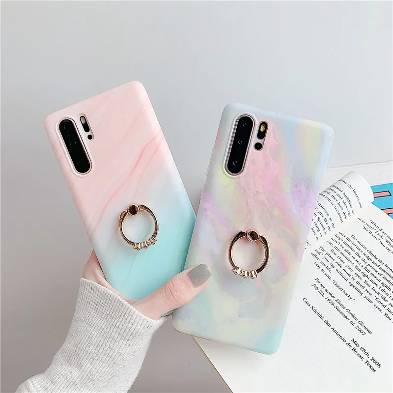 

Simple gradient marble holder stand phone case for huawei mate30 pro mate20 lite P20 P40 P30 Pro Back cover P40lite mate20pro