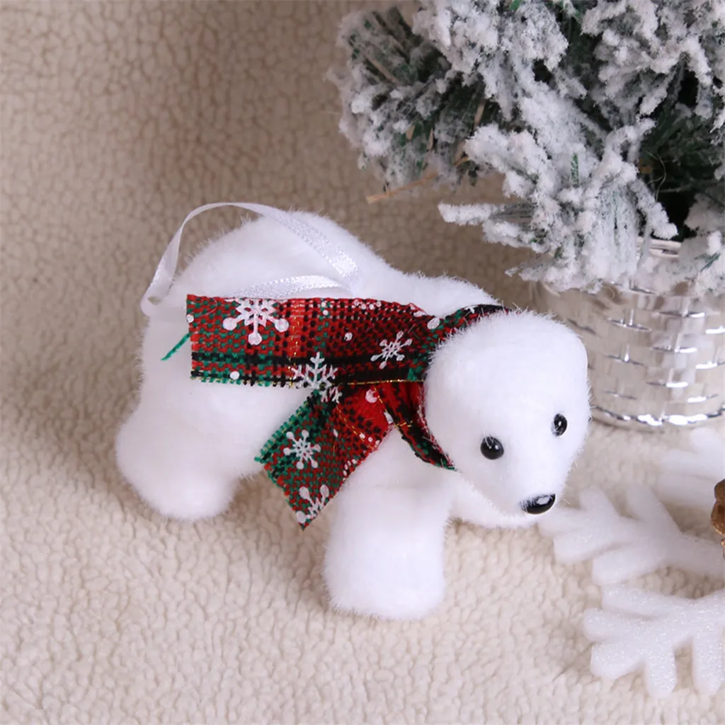 

Christmas decorations 2021 Creativity bear pendant Mini Cute Plush White Bear Christmas Tree Hanging Ornament Navidad Natal 2022