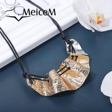 Meicem Block Pendant Necklaces Women Multi-layer Leather Unusual Unique Design Mother's Day Gift 202
