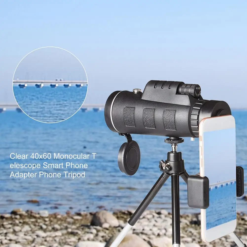40x60 Monocular Telescope With Cell Phone Holder And Tripod Spyglass Professional Hunting Bird Watching Spotting Scope | Инструменты