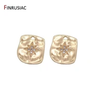 fashion pendants for jewelry making gold plated square shape zircon star brass pendant charm for necklace earrings making