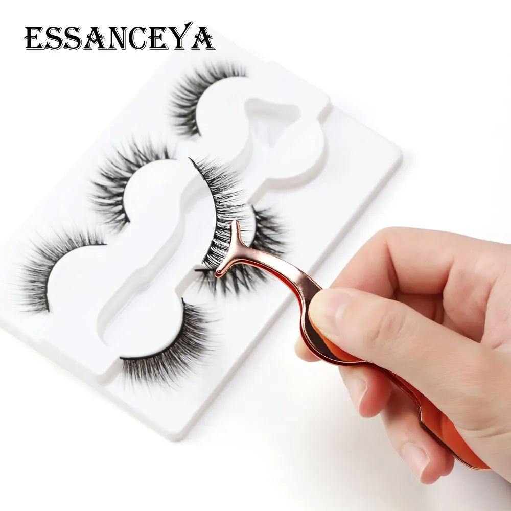 ESSANCEYA 3 пары натуральные накладные ресницы мягкий макияж норковые ресницы ручной работы пышные накладные ресницы Накладные ресницы с пинцетом