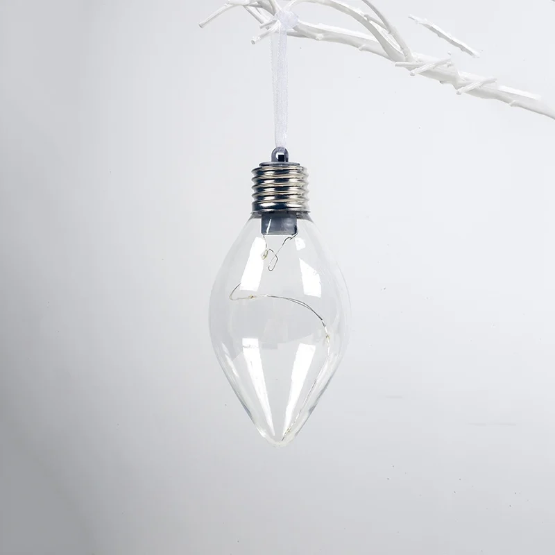 D Christmas Transparent LED Bulb Ball Shape Pendants with Warm White Light Xmas Tree Hanging Decoration Ornament - Цвет: D