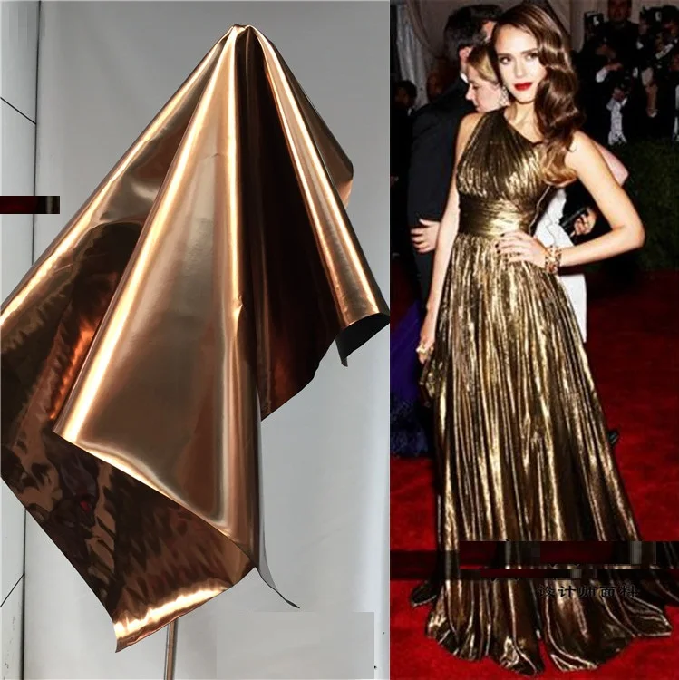 Цвет бронза крошечная эластичная сила Pu Кожевенная одежда яркая зеркальная