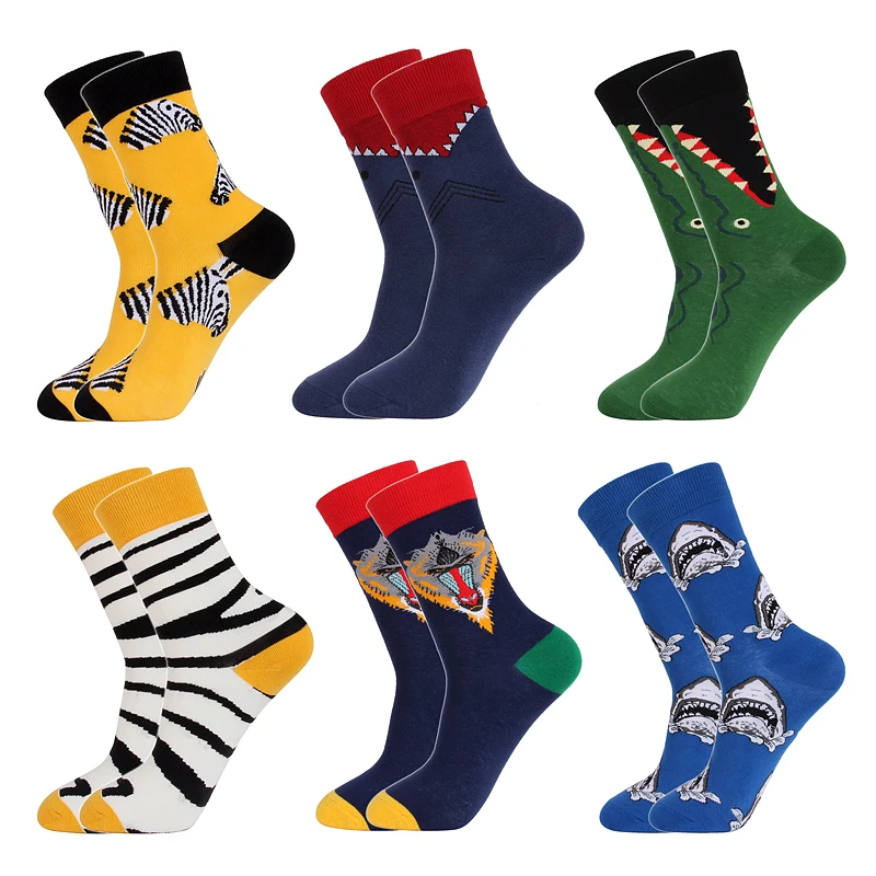 Новинка Сезон осень зима Хлопковые мужские носки Веселые зверята &quotЗебра&quot