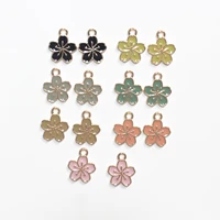 oil dripping mini cherry blossom five petal alloy jewelry accessories rubber band earrings pendant diy necklace earrings acce