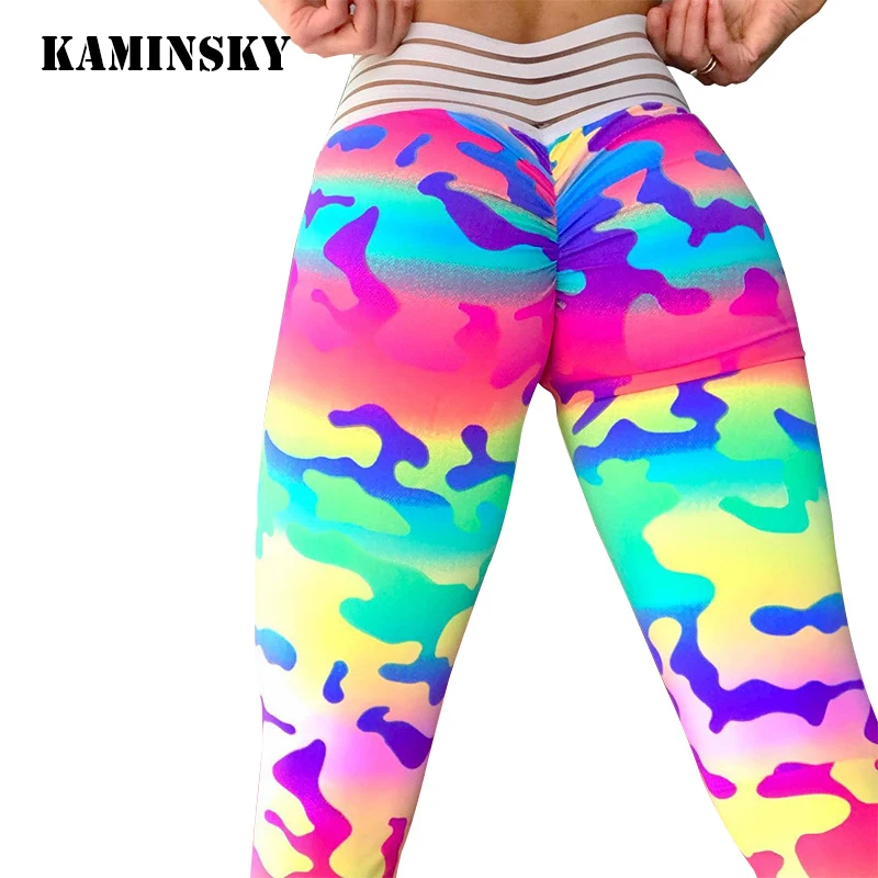 Kaminsky модные камуфляжные женские сексуальные леггинсы для фитнеса с высокой