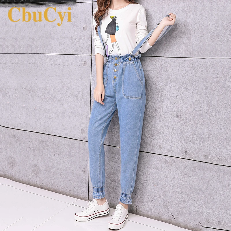 Джемпер на бретельках Женский джинсовый комбинезон с завышенной талией