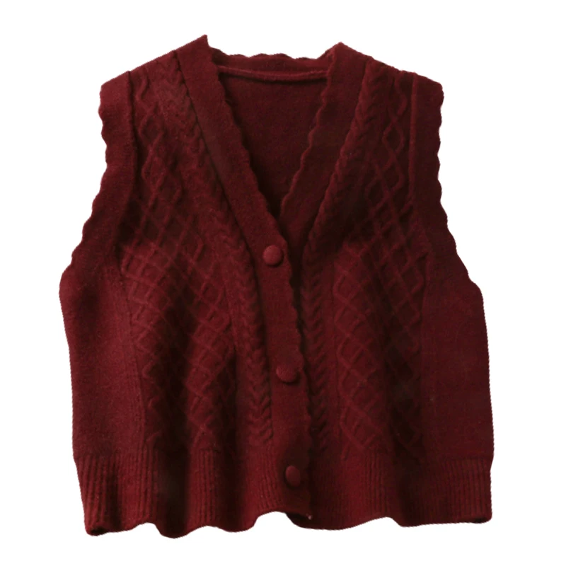 

joker diamond lattice brief paragraph sweater vest female in the autumn of 2020 V is gotten wavy edge knitted vest