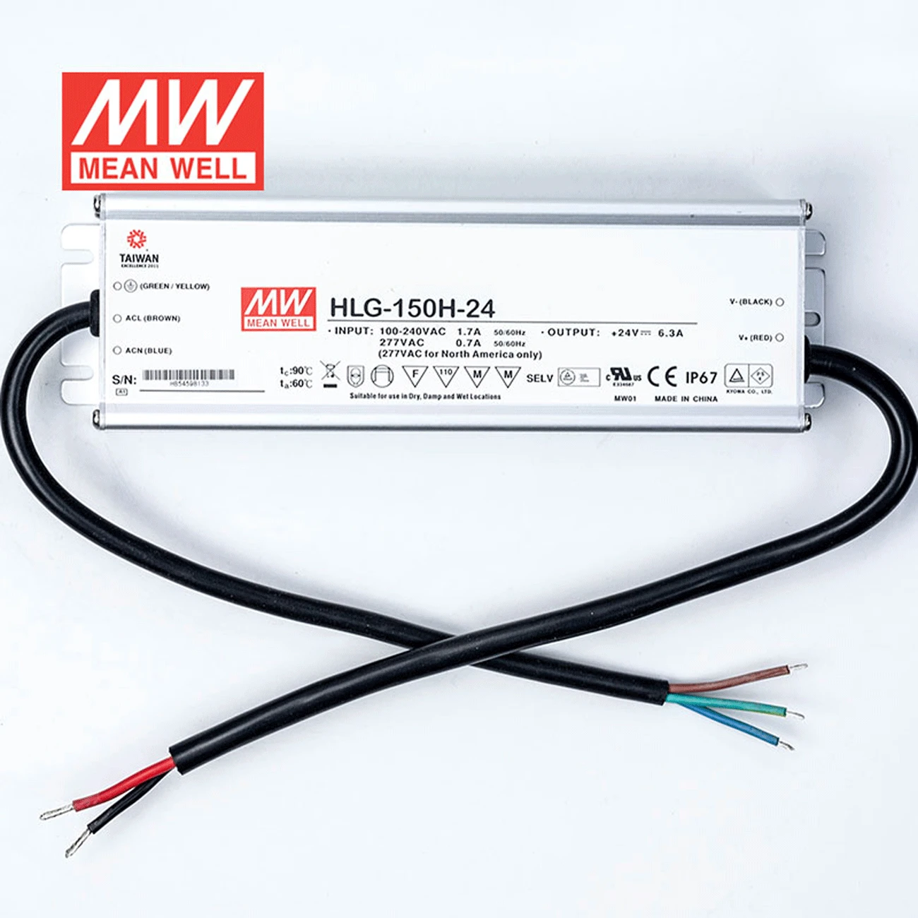 

Steady MEAN WELL HLG-150H-24 24V 6.3A meanwell HLG-150H 24V 151.2W Single Output LED Driver Power Supply