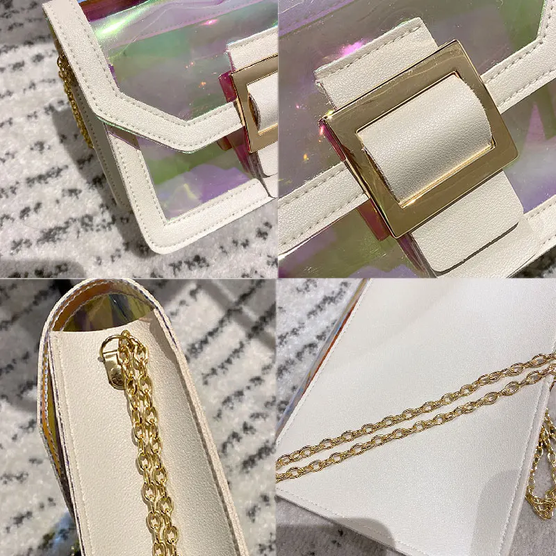 

Women Chain Shoulder Bags Girls Laser Transparent Bag Small Purses Handbags Female Messenger Bag Crossbody Bag Large Capacity