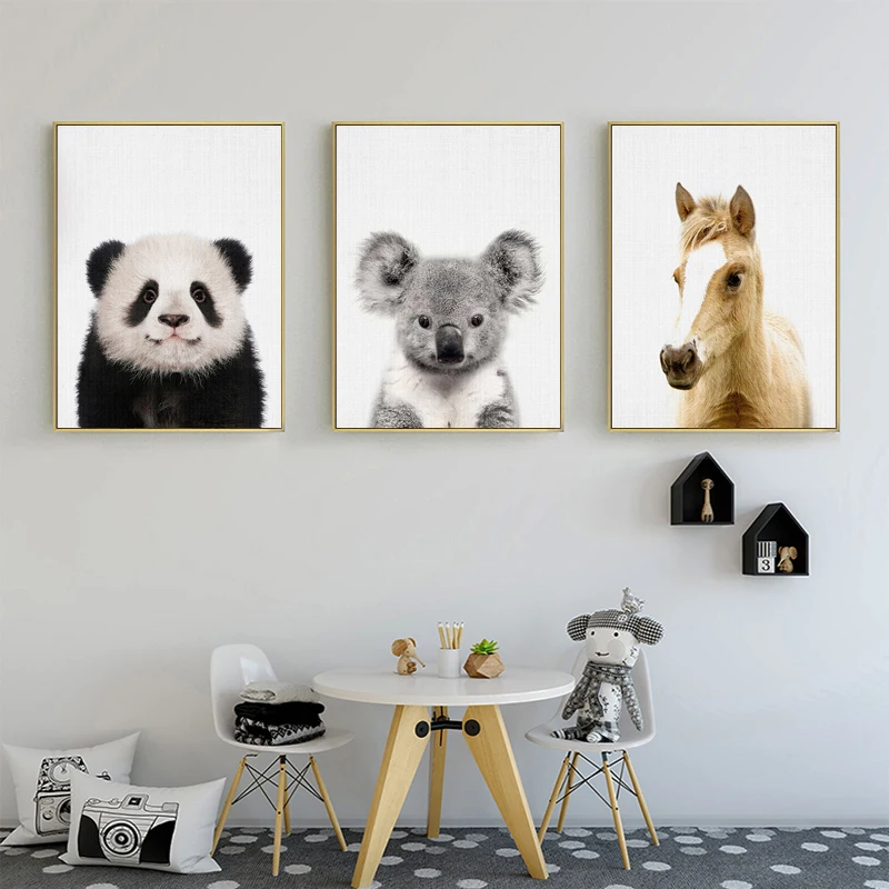 Панда Зебра утка свинья настенная Картина на холсте скандинавские постеры и
