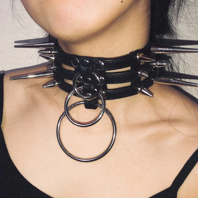 Ручная работа панк готический шипы сверхмощный 3 ряда многослойное кольцо чокер