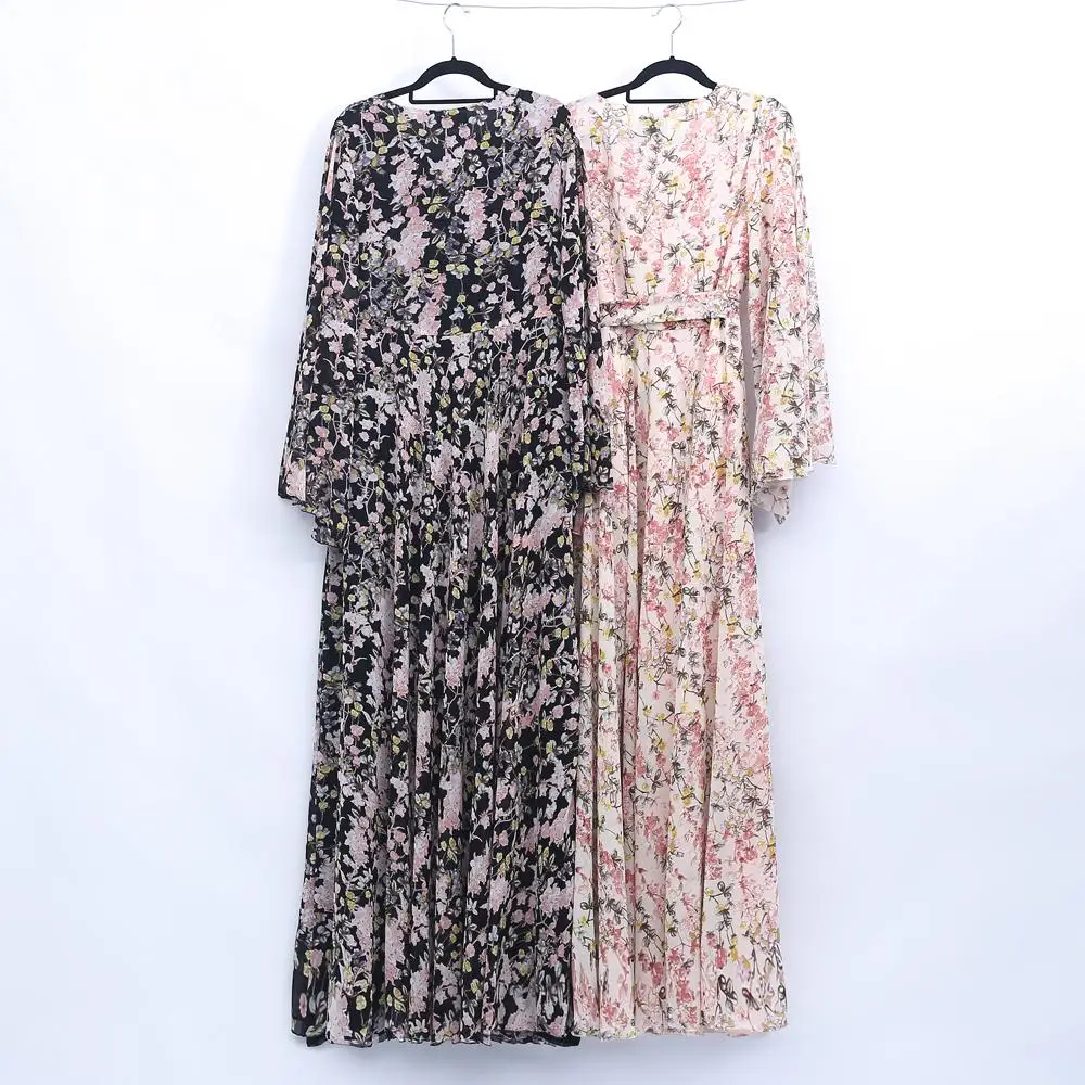 Винтажная Абая для мусульман цветочный принт женское шифоновое длинное платье