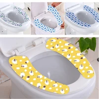 1 pair cartoon print washable toilet seat cover mat warm soft pad sticky cushion for home decor closestool bathroom accessories