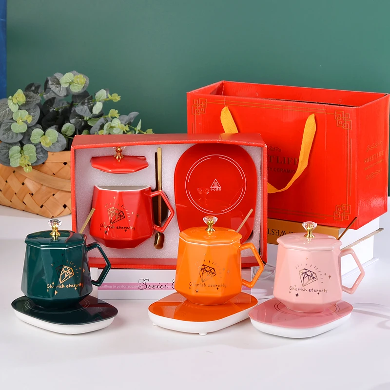 

Vintage Crystals Luxury Mugs Sets Heated Bulk Aesthetic Personalized Mugs Korean Style Copo Termico Ceramic Drinkware OF50MK