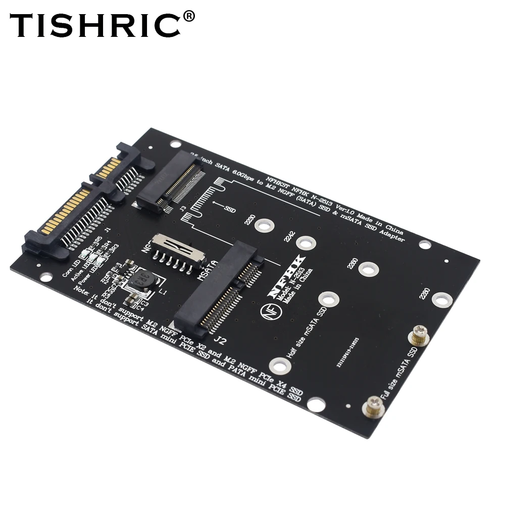Адаптер TISHRIC M.2 NGFF MSATA SSD на 2 5 дюйма SATA 6 0 Гбит/с адаптер в 1 конвертер карта
