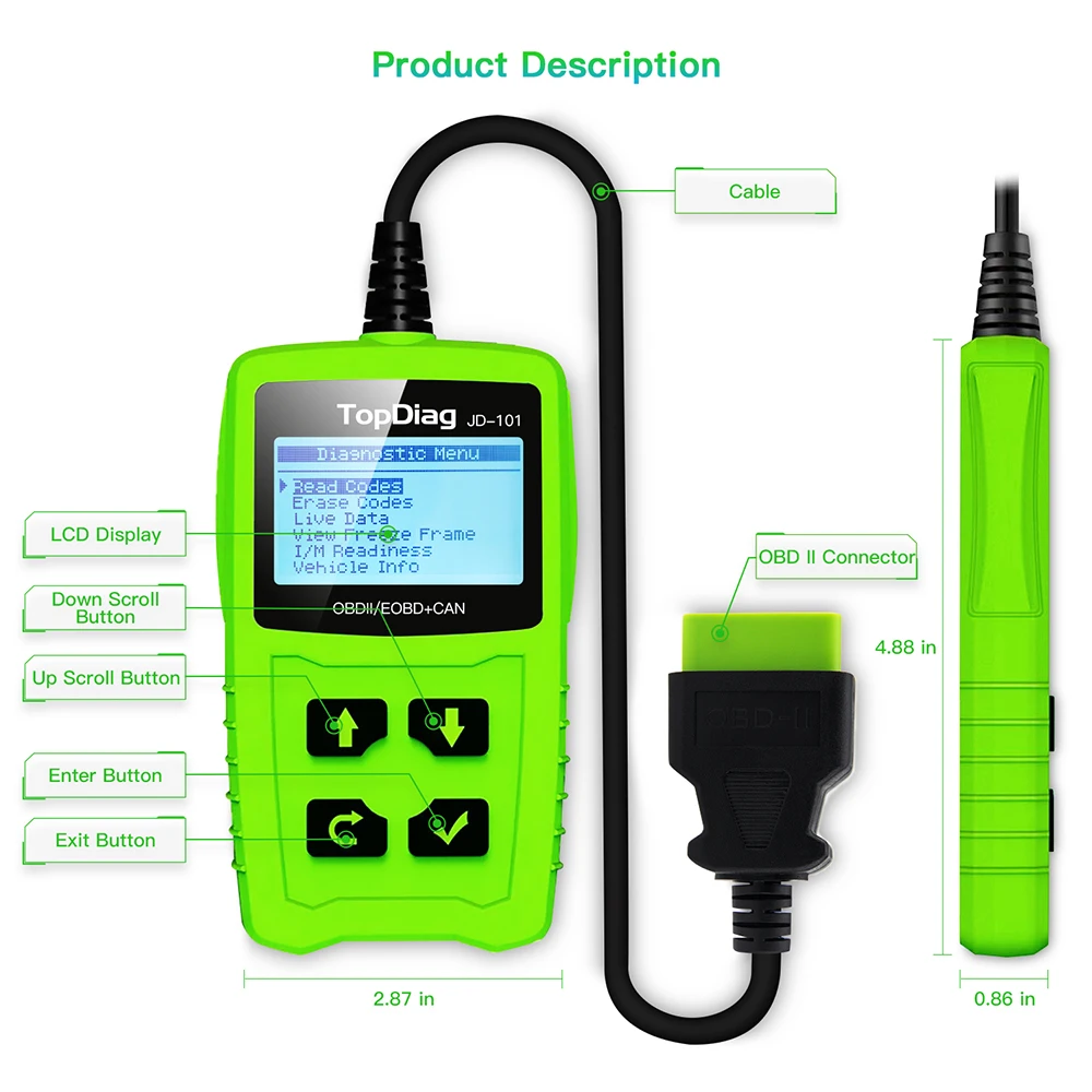 

ODB2 Scanner Auto Diagnostic Scanner JDiag JD101 Full Function Car Diagnosis Car Universal Jdiag 101 Engine Code Reader