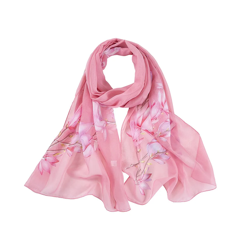 Модный женский шифоновый Длинный мягкий шарф с принтом длинный пляжный шаль