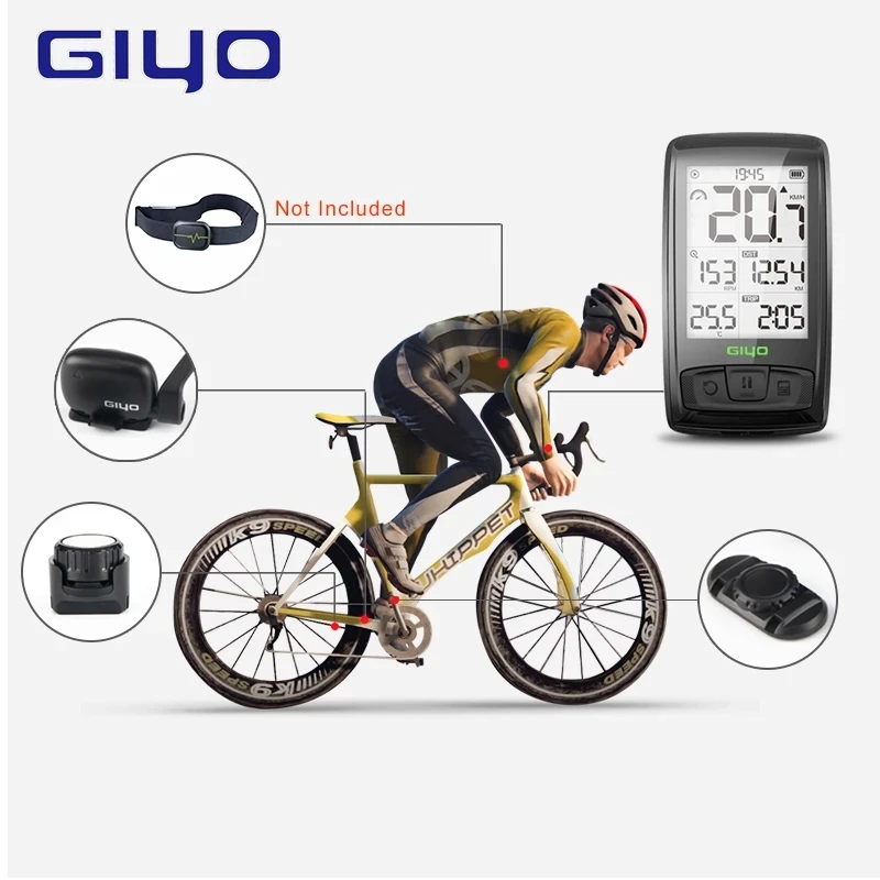 

Rechargeable Wireless Bicycle Computer Heart Rate Monitor Bluetooth4.0 Cycling Speedometer Bike Stopwatch Speed/Cadence Sensor