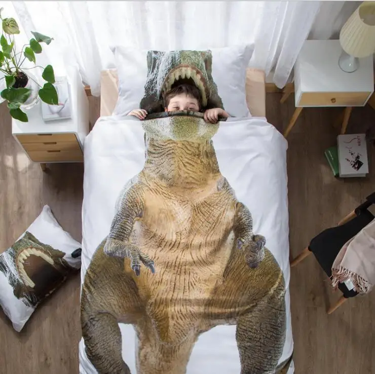 

42 постельное белье с изображением динозавров комплект односпальный; полутораспальный Размер Комплект постельного белья 3/4 шт./компл. посте...
