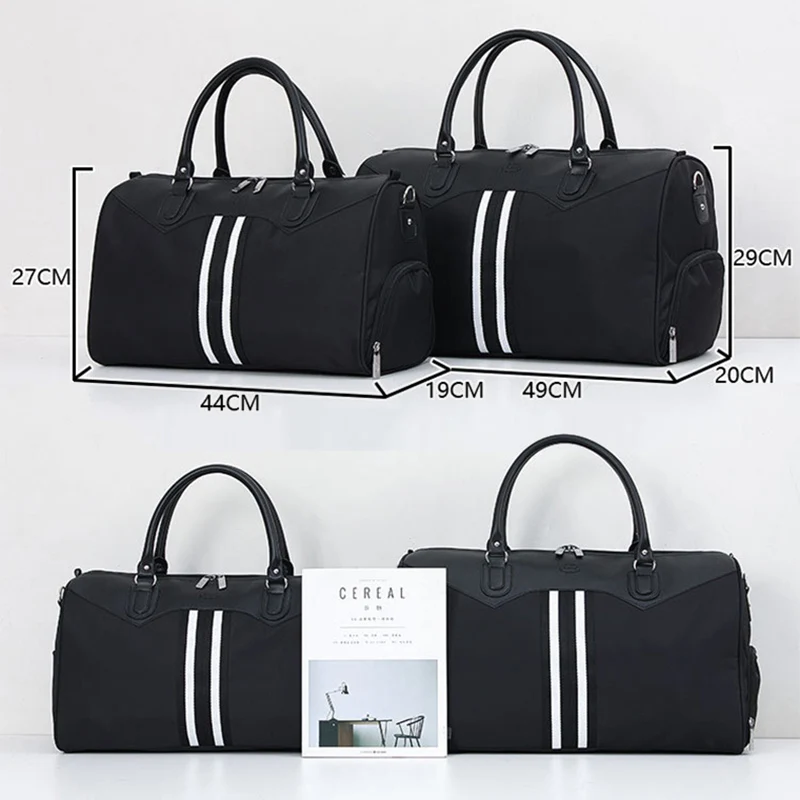 

Striped Travel Handbag Women Large Travelling Duffle Carry On Luggage Organizer Package Waterproof Bag With Shoes Pocket XA506F