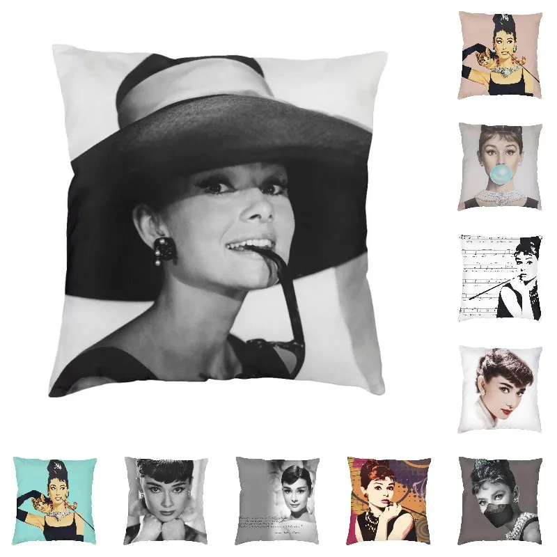 

Fashion Audrey Hepburn Cushion Cover 40x40cm Soft Throw Pillow Case for Car Square Pillowcase Home Decor