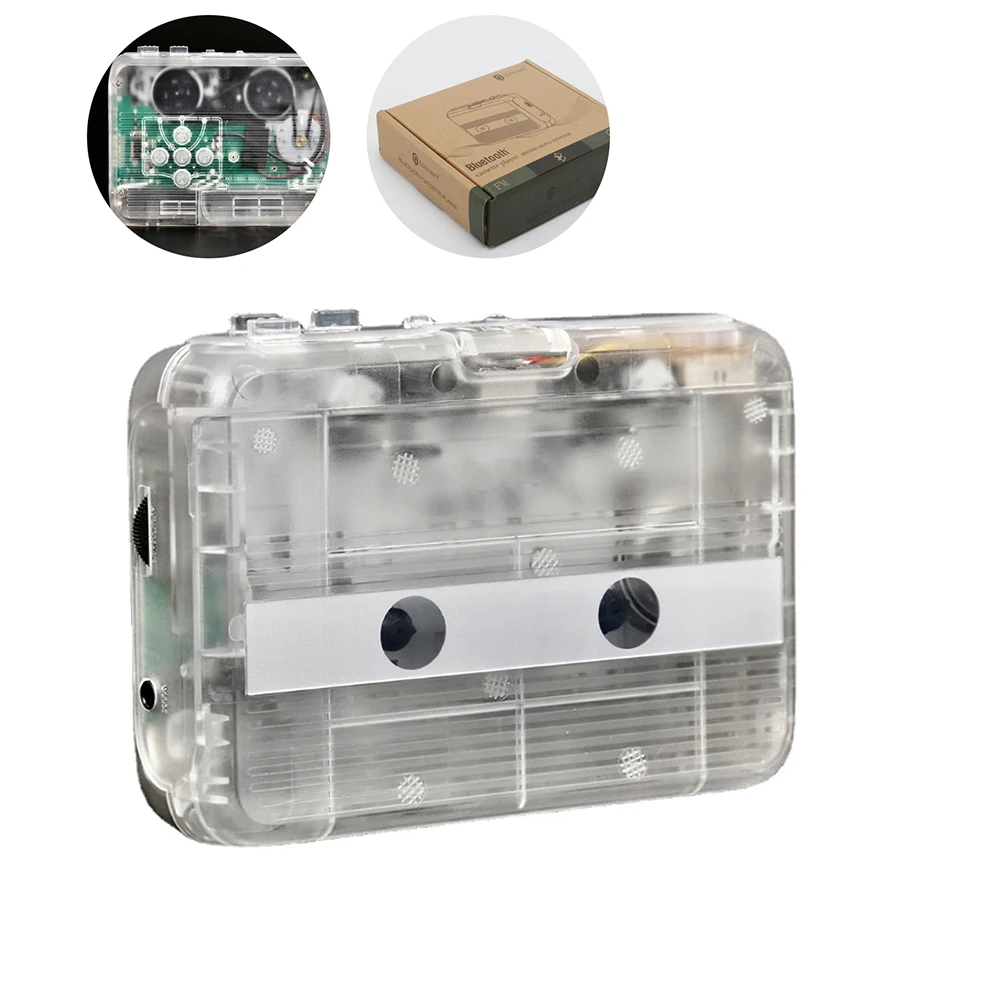 

5W 60Hz Clear Shell Cassette Player Stereo 3.5mm FM Radio Bluetooth-compatible Music Audio Tape Player Accessories